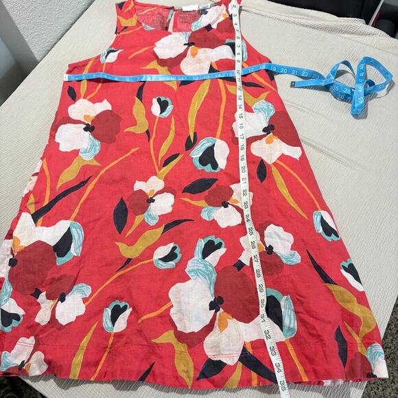 Sigrid Olsen Red Floral Linen Shift Dress Medium quiet luxury all over print - Picture 10 of 12